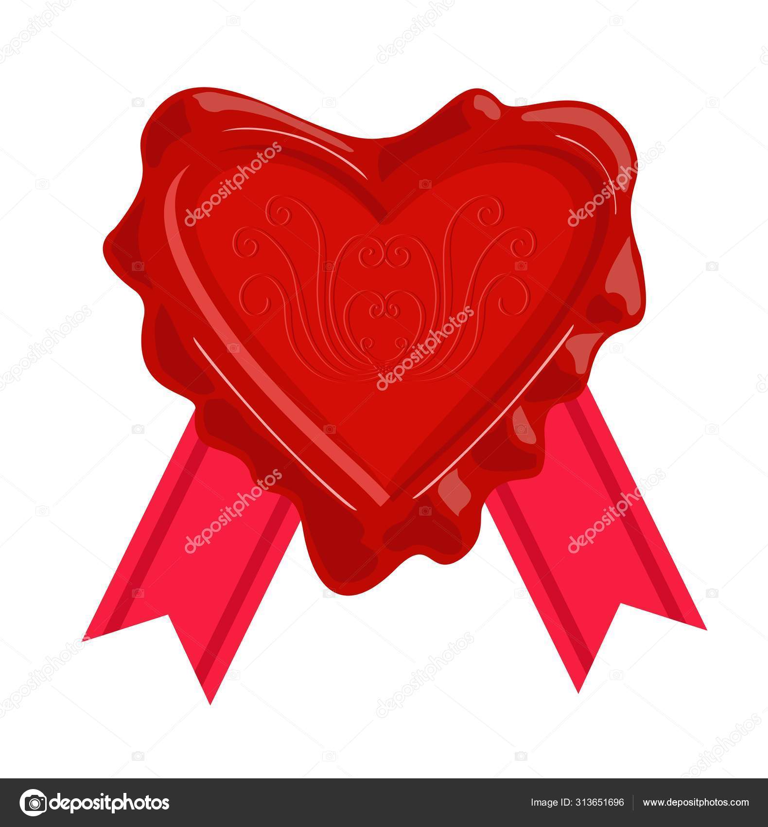 Wax stamps vector icon. Wax seal in the form of a heart. Stock Vector by  ©luisvv 313651696